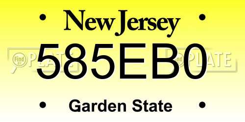 585EB0 New Jersey License Plate