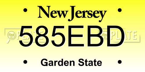 585EBD New Jersey License Plate