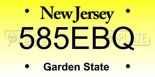 585EBQ New Jersey License Plate
