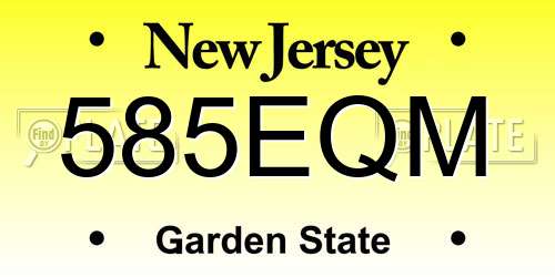585EQM New Jersey License Plate