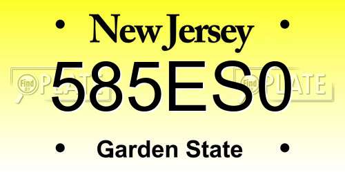 585ES0 New Jersey License Plate