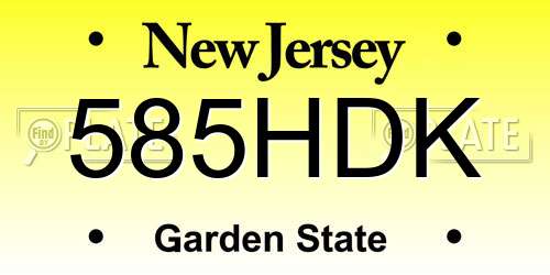 585HDK New Jersey License Plate