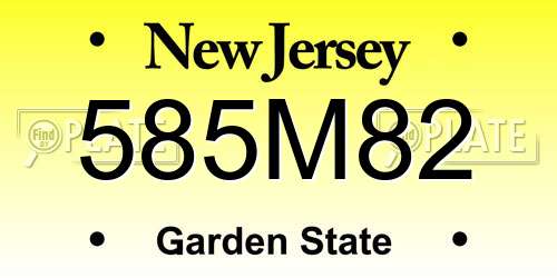 585M82 New Jersey License Plate