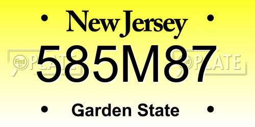 585M87 New Jersey License Plate