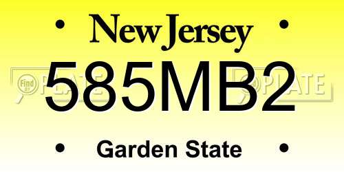 585MB2 New Jersey License Plate