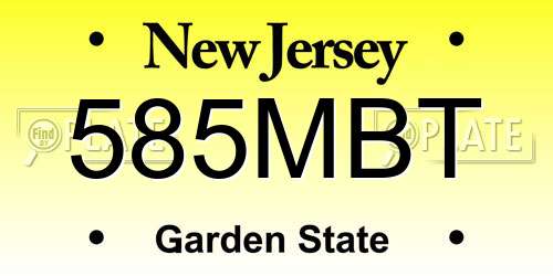 585MBT New Jersey License Plate