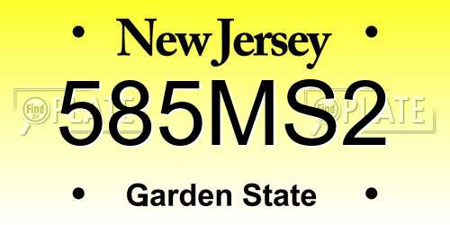 585MS2 New Jersey License Plate