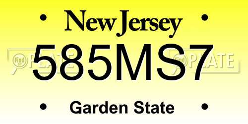 585MS7 New Jersey License Plate
