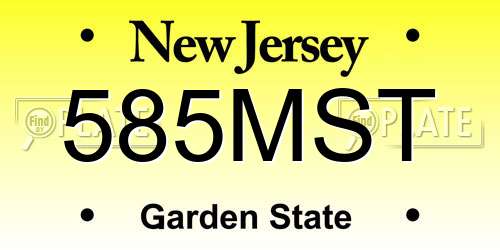 585MST New Jersey License Plate