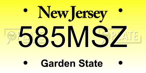 585MSZ New Jersey License Plate