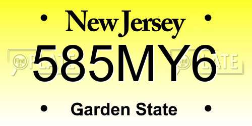 585MY6 New Jersey License Plate