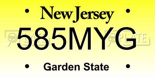 585MYG New Jersey License Plate