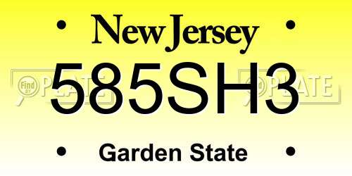 585SH3 New Jersey License Plate