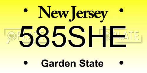 585SHE New Jersey License Plate
