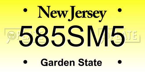 585SM5 New Jersey License Plate