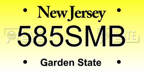 585SMB New Jersey License Plate