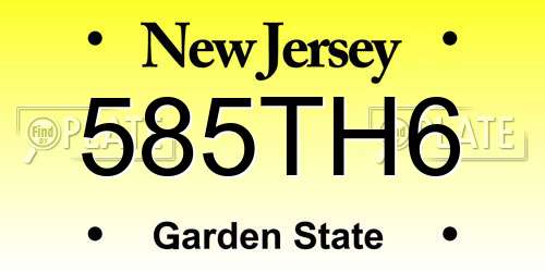 585TH6 New Jersey License Plate
