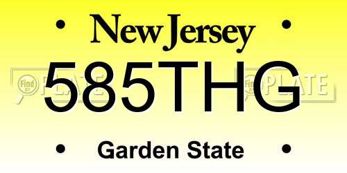 585THG New Jersey License Plate