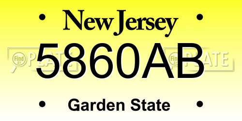 5860AB New Jersey License Plate