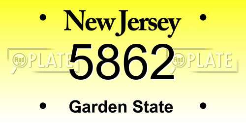 5862 New Jersey License Plate