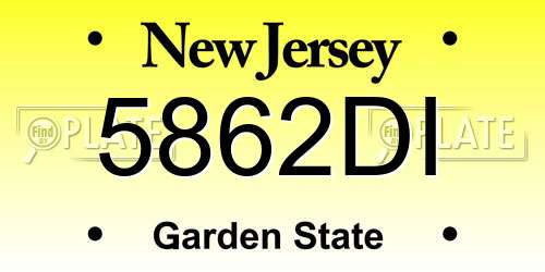 5862DI New Jersey License Plate