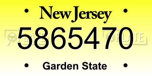 5865470 New Jersey License Plate