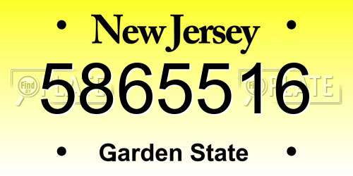 5865516 New Jersey License Plate