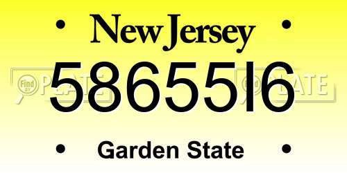 58655I6 New Jersey License Plate