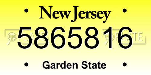 5865816 New Jersey License Plate