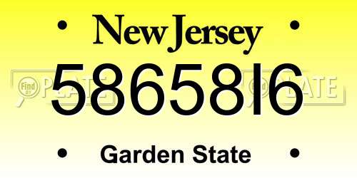 58658I6 New Jersey License Plate