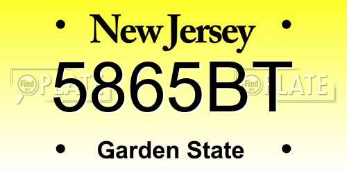 5865BT New Jersey License Plate