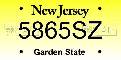5865SZ New Jersey License Plate