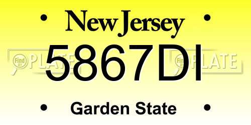 5867DI New Jersey License Plate