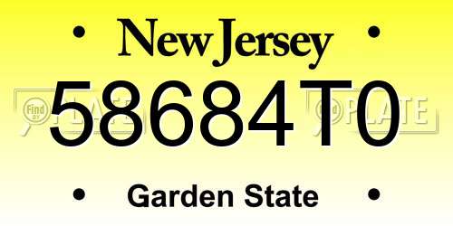 58684T0 New Jersey License Plate
