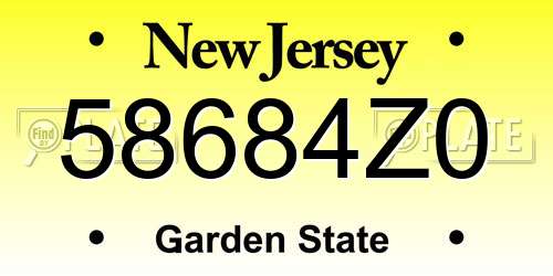 58684Z0 New Jersey License Plate