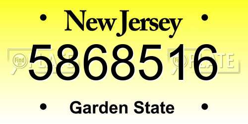 5868516 New Jersey License Plate