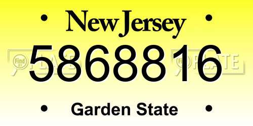 5868816 New Jersey License Plate