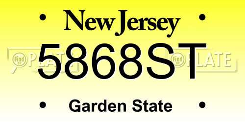 5868ST New Jersey License Plate