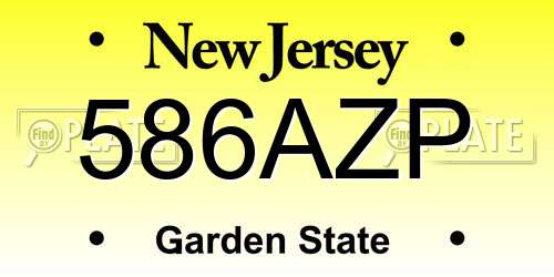 586AZP New Jersey License Plate