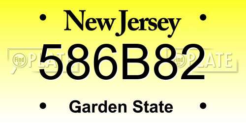 586B82 New Jersey License Plate