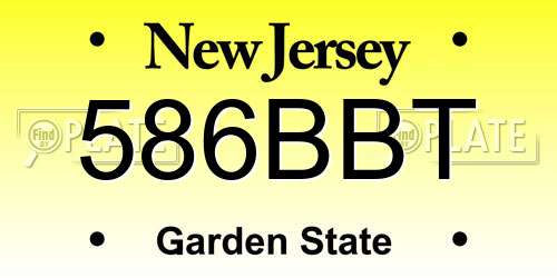 586BBT New Jersey License Plate