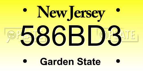 586BD3 New Jersey License Plate