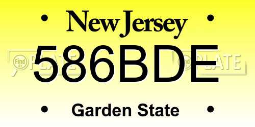 586BDE New Jersey License Plate