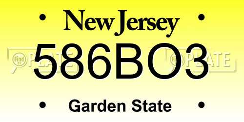 586BO3 New Jersey License Plate