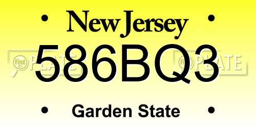 586BQ3 New Jersey License Plate