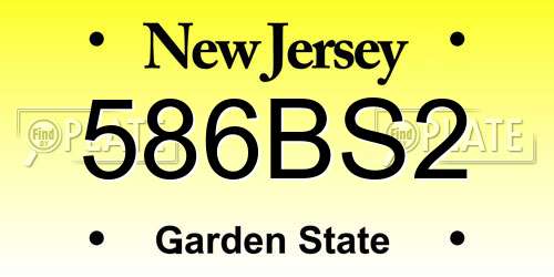 586BS2 New Jersey License Plate