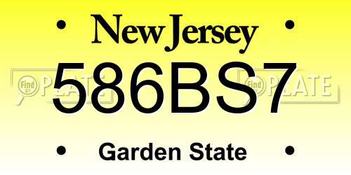 586BS7 New Jersey License Plate