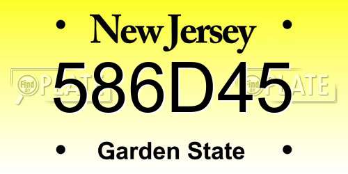 586D45 New Jersey License Plate
