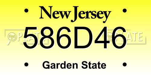 586D46 New Jersey License Plate