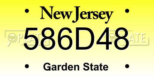 586D48 New Jersey License Plate